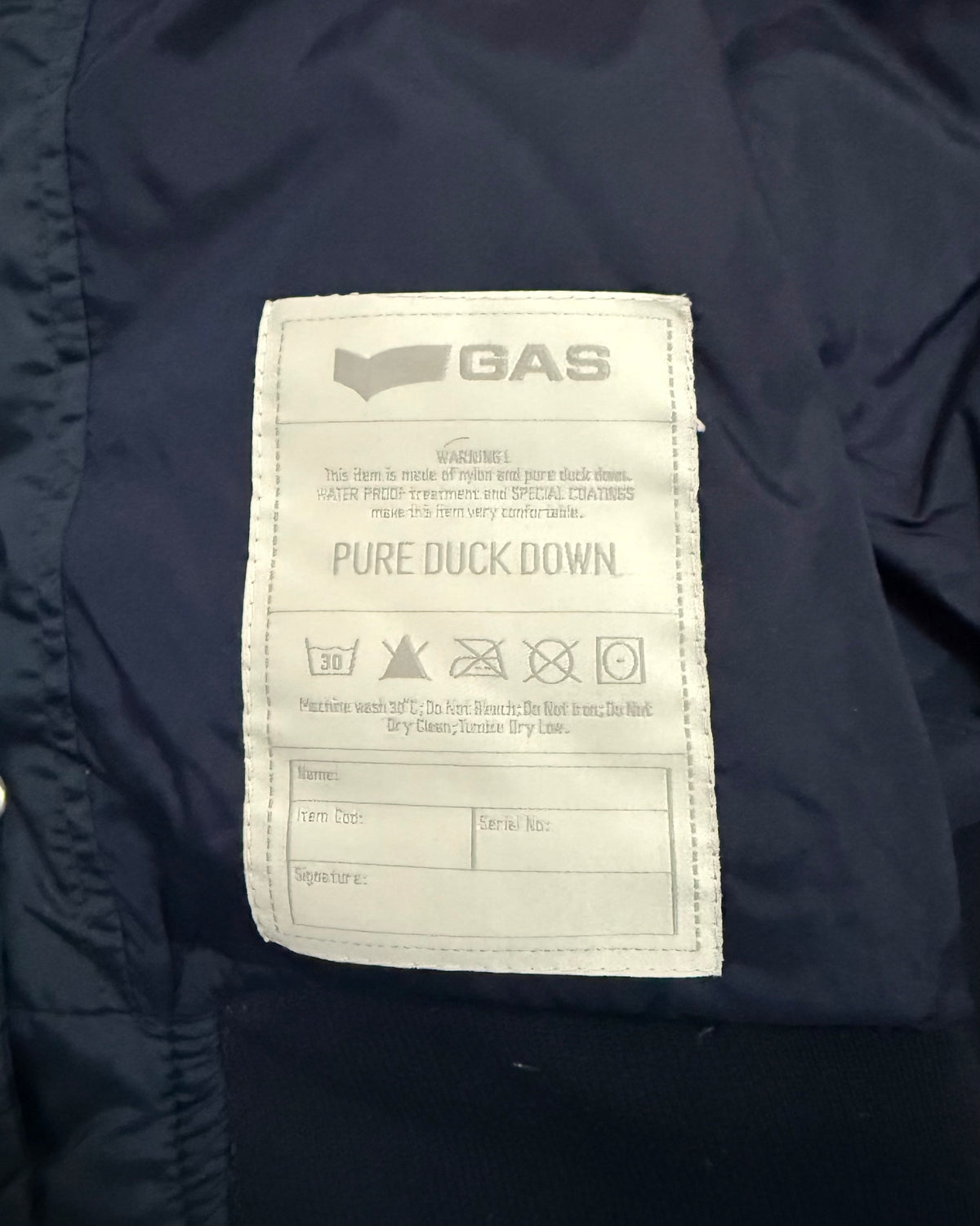 GAS Daunenjacke Bomber Marineblau – L
